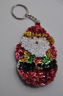 Vintage Christmas Key Chain Santa Sequins - Free Shipping • $10