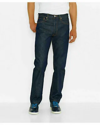 Levis 501 Shrink To Fit Button Fly Jeans Straight Leg Color Blue Rigid 0000 • $57.98