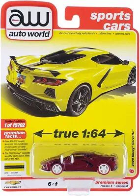 UltraRed/White Chase 2020 CHEVROLET CORVETTE C8 STING. 1/64 AUTO WORLD AWSP084 B • $16.50