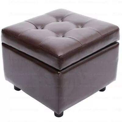 Faux PU Leather Storage Ottoman Toy Box Chair Seat Stool Footstool Footrest Cube • £0.01