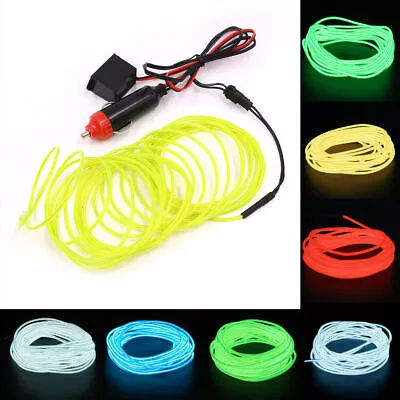 12V LED EL Wire Neon String Car Interior Atmosphere Strip Lights Rope Tube Lamp • £3.11