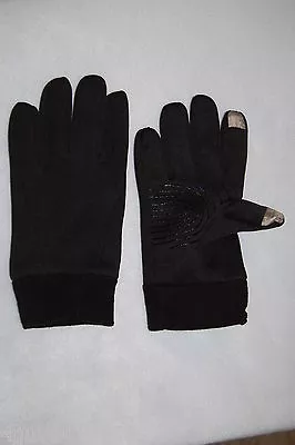 Mens Winter Gloves SOFT BLACK FABRIC Texting Smartphone Fingertips • $8