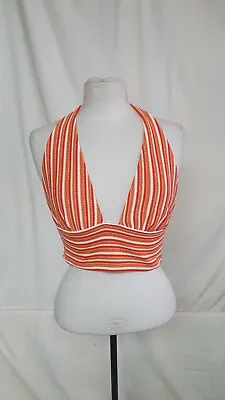 Ladies Top H&M Size S And M Orange Striped Polyester/Elastane 7642 • £20