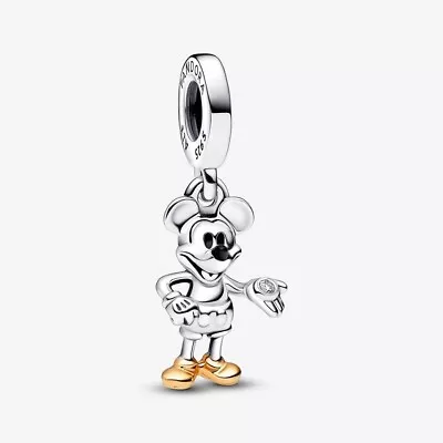 Disney 100th Anniversary Mickey Mouse Lab-created Diamond Dangle Pandora Charm • $15.50