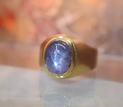 Vintage Men's 18K Yellow Gold 10 Ct Blue Star Sapphire Ring Sz 10.25 • $2350