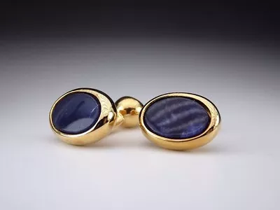 Christian Dior Cufflinks Gold Plated Lapis Lazuli Round Type Pre-owned No Box • $229