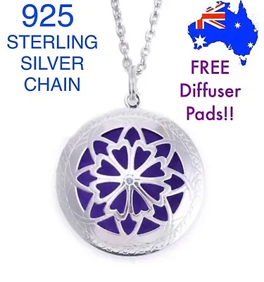 Aromatherapy Essential Oil Diffuser Locket Pendant 925 Sterling Silver Necklace  • $13.50