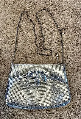 Vintage Silver Disc Mesh Purse Hand With Shoulder Strap • $20