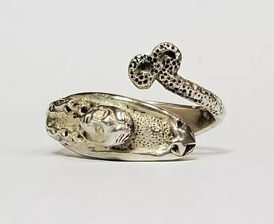 Vintage Sterling Silver Mermaid Wrapping Open Ring Size 8 • $49