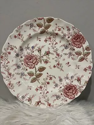 Vtg Johnson Bros Brothers Rose Chintz Pink 10” Dinner Plate Ironstone • $12