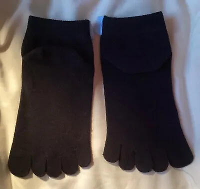 £5.89 • Buy TOETOE Essential Everyday Black Cotton Trainer Five Finger Running Toe Socks NEW