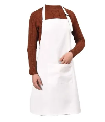 White Blank Polyester Adjustable Chef Apron Crafts Grill BBQ Smoker Baking Cook • $9.99