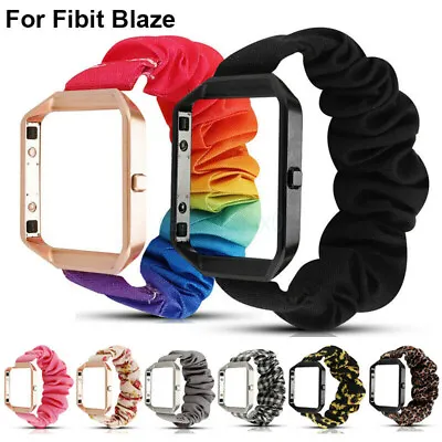 $24.33 • Buy Soft Elastics Scrunchie Watch Band Strap Loop + Metal Frame For Fitbit Blaze New