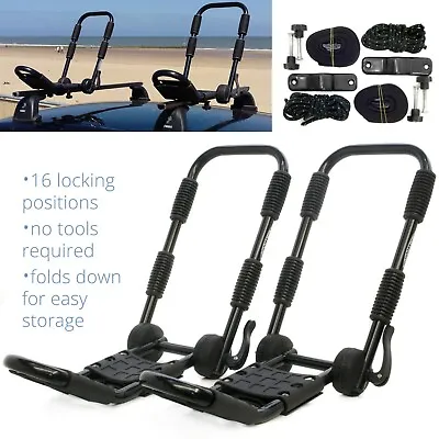 Conwy Kayak Roof Rack J Bars Heavy Duty Canoe Carrier Car Double Folding Straps • £48.99