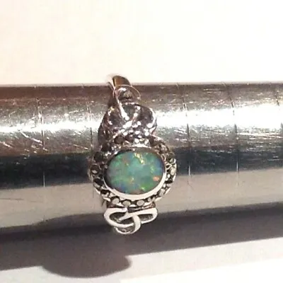 Antique Vintage Style Celtic Fire Opal Marcasite Ring Sterling Silver 7/8 - N /P • $43.16