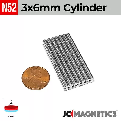 3mm X 6mm N52 Strong Rare Earth Neodymium Magnet Cylinders Discs 3x6mm • $19.50