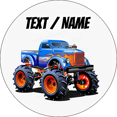 Monster Truck Cake Topper Party Decoration Personalized Name Birthday Edible • $8.68