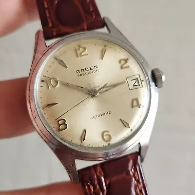 Vintage GRUEN Men's Automatic Watch Cal.710CA 17Jewels DATE 1960s • $159