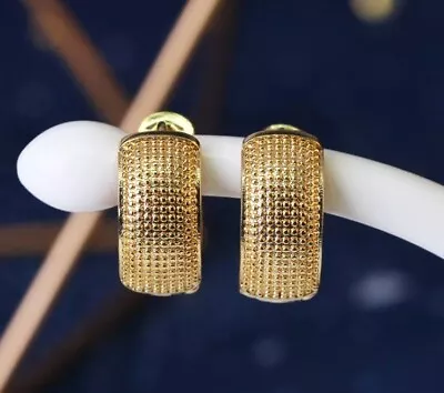 Tapered Chic Huggie Hoop Earrings 9ct Gold Filled Mens Womens Jewelry • £5.99