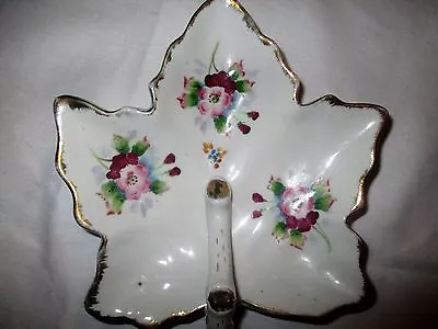 Vintage UCAGCO CHINA Hand Painted Leaf Shaped Plate Dish From JAPAN 6  Dia. Gold • $3.99