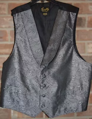 Scully Vest XL Extra Large Platinum Paisley Double Breasted 5 Button Western EUC • $34.95