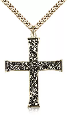 Gold Filled Cross Necklace For Men On 24 Chain - 30 Day Money Back Guarantee • $190.25