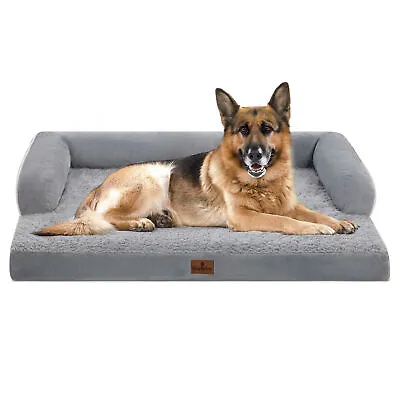 Gray Large Orthopedic Memory Foam Dog Bed Waterproof Pet Mattress Washable Cover • $29.99