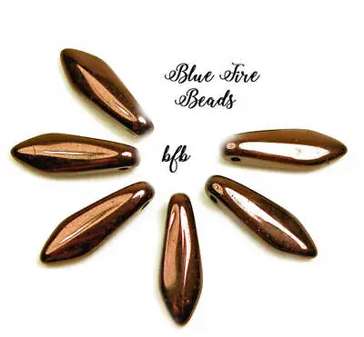 BFB-Premium CZ Pressed Glass 5/16mm Dagger Beads *WOODLAND BRONZE* • $2.09