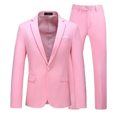 Jacket + Pants 2 Pieces Set Fit Business Men Suits Wedding Stage Tuxedo Suit Set • $103.98