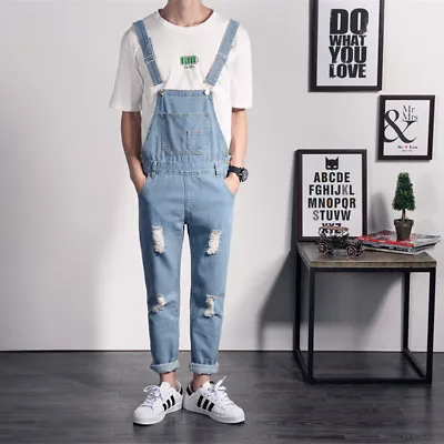 Fashion Men Casual Denim Overalls Suspenders Pants Dungarees Bib Jumpsuits Jeans • $32.58