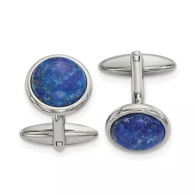 Stainless Steel Polished Lapis Cufflinks • $55.45