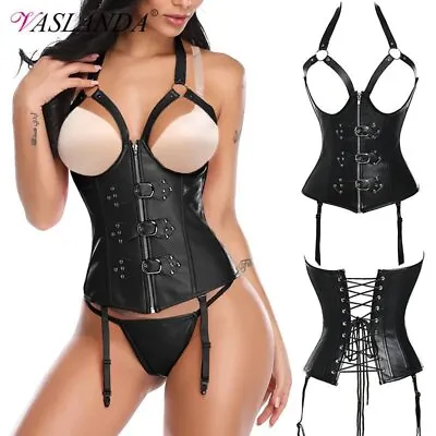 Love Salve Bustiers & Corsets Leather Steampunk Underbust Corsets With Garters B • $36.95