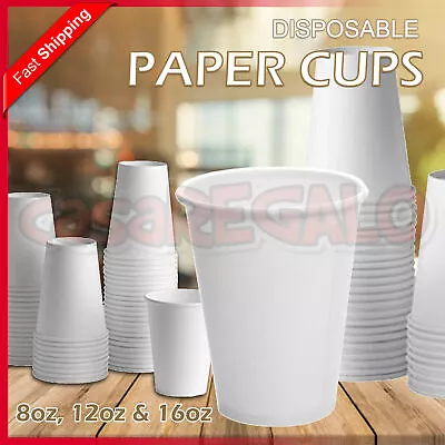 Disposable Paper Cups Coffee Takeaway 8 12 16oz Single Wall Drink Tea Water Bulk • $156.63