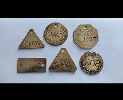 Miners Colliery Pit Checks Tally  Tokens Uk .Brass . Set Of  6 Off .  • £19.99