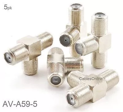 5-Pack F-Type Connector 3-Way Female/Jack To 2-Female/Jacks T-Splitter AV-A59-5 • $9.95