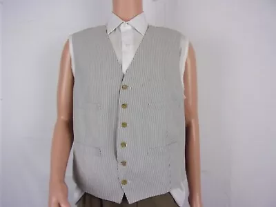 J.Crew Button Up Sleeveless Vest     SIZE: XL     CREAM/BLUE STRIPE DESIGN • $4.77