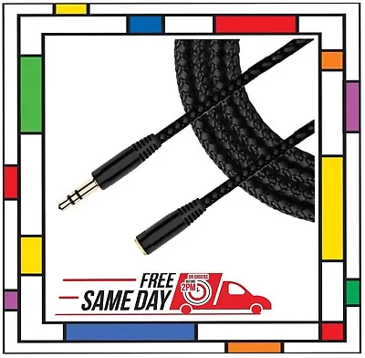 3.5mm AUDIO MALE FEMALE EXTENSION CABLE EARPHONE HEADPHONE BRAIDED 1.5m 2m 3m • £3.15