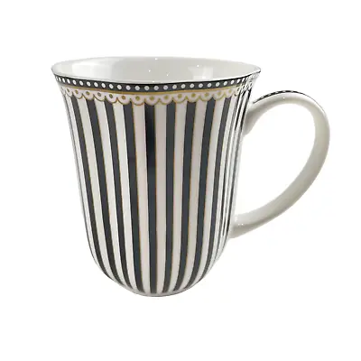 £15.68 • Buy Grace Teaware Tea Cup Coffee Mug Black White Stripes Gold French Country NEW