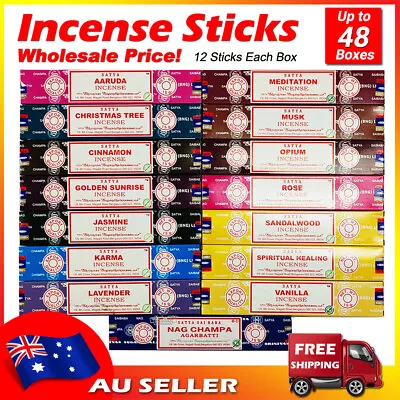 SATYA  Incense Sticks 6-48Pack Natural Meditation Home Yoga Fragrance Scents 15g • $14.99