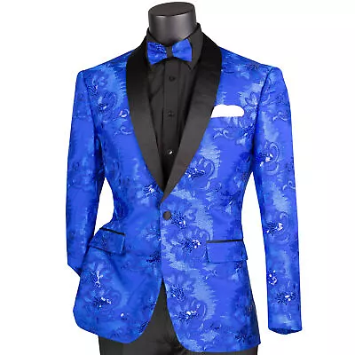 VINCI Men's Paisley Embroidered Slim Blazer W/ Bow Tie XS-5XL 6 Colors - NEW • $125