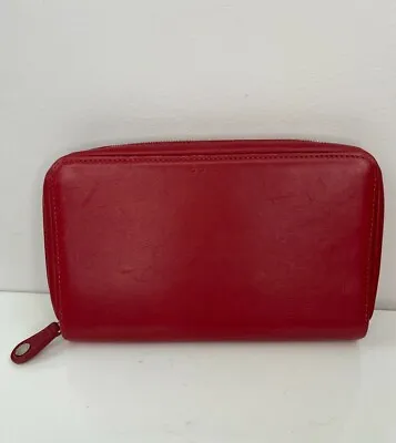 COACH Zip Around Compact Clutch Leather Wallet Coin Cards Red VTG Vintage BROKEN • $39