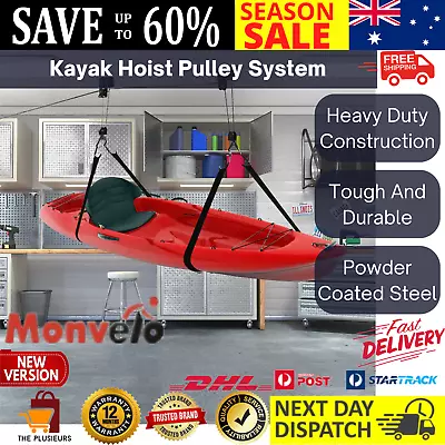 Kayak Rack Hoist Pulley Ladder Bike Lift System Garage Ceiling Storage Rack 54kg • $55.11