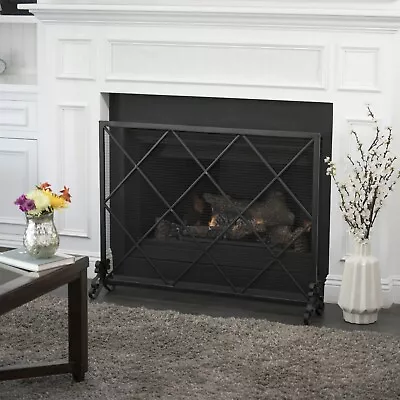 Modern Iron Mesh Single Panel Fireplace Screen • $61.93