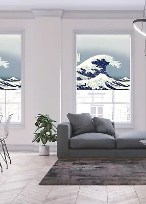 Lister Cartwright Hokusai Wave Blackout Roller Blinds Windows Child Safety • £29.99