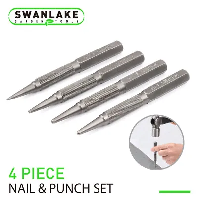 4 Piece Nail Setter & Center Punch Set Finish 4  Length 1/32  1/16  3/32  1/8  • $7.49