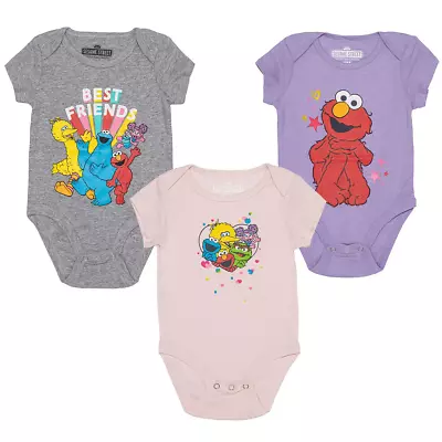 Baby Girl Size 6 Months Sesame Street Elmo 3-pack Bodysuits  Retail $30.00 • $19.99