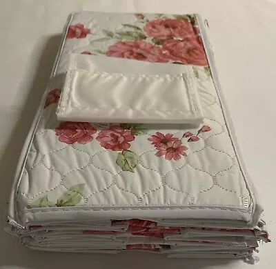 Vintage Accordion Style Vinyl 10 Pocket Shoe Closet Organizer White/Roses • $17.95