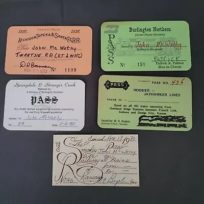 Model Railroad Club Train Pass Tickets Kansas Lot Of 5 Vintage 1980s • $15