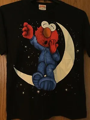 Elmo  - The Muppets - (In Pajamas/ Sitting On The Moon)  - Black Shirt - M • $75