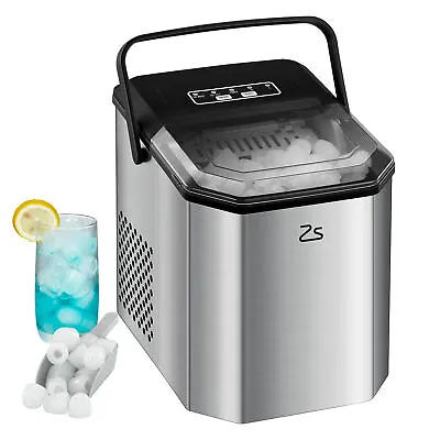 Mini Bullet Ice Countertop Portable Ice Maker With Ice Scoop 26lbs/24h Silver • $110